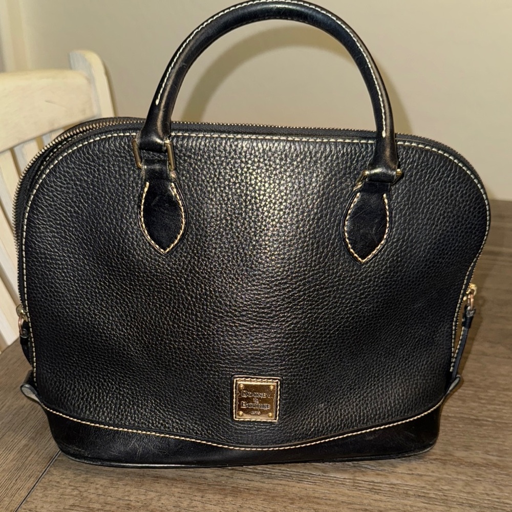 Dooney & Bourke Black Satchel with Gold Accents